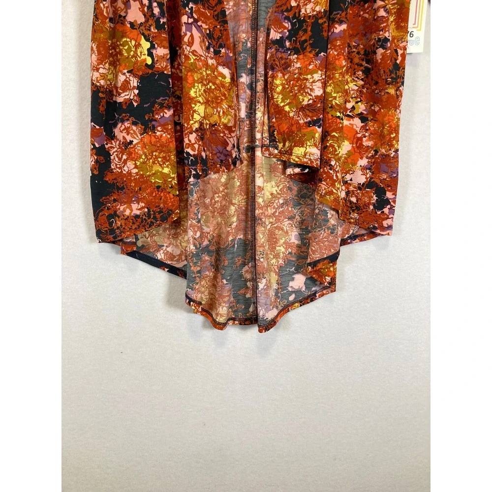 Boho Artsy LuLaRoe Women Sm Orange Floral Lindsay High Low Kimono‎ Cardigan NWT